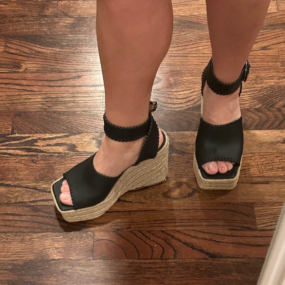 Paloma Barcelo Rafia Wedge Ankle Strap Heel 37 - Picture 9 of 10